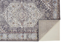 4' X 6' Purple Gray And Ivory Abstract Stain Resistant Area Rug