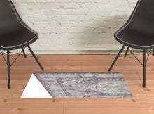 4' X 6' Purple Gray And Ivory Abstract Stain Resistant Area Rug