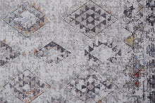 4' X 6' Gray Taupe And Blue Geometric Stain Resistant Area Rug