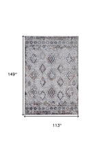 4' X 6' Gray Taupe And Blue Geometric Stain Resistant Area Rug