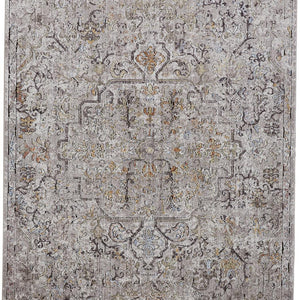 4' X 6' Gray Taupe And Yellow Abstract Stain Resistant Area Rug