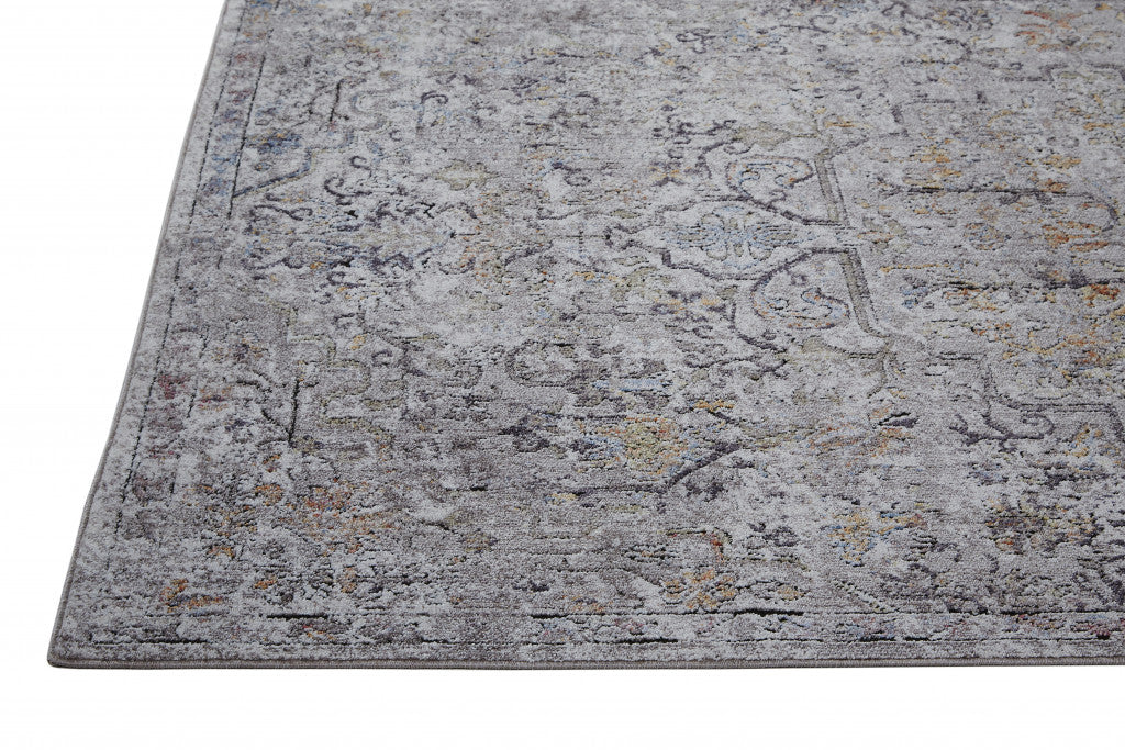 4' X 6' Gray Taupe And Yellow Abstract Stain Resistant Area Rug