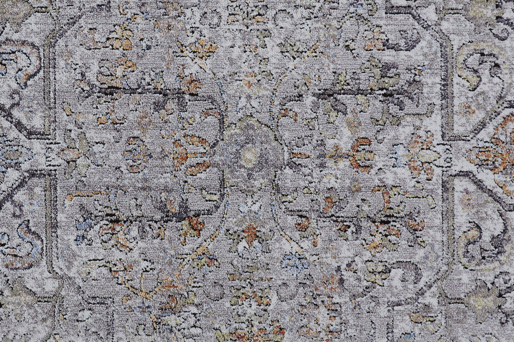 4' X 6' Gray Taupe And Yellow Abstract Stain Resistant Area Rug