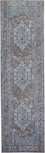 4' X 6' Blue Gray And Gold Floral Stain Resistant Area Rug