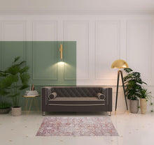 4' X 6' Pink Ivory And Gray Abstract Stain Resistant Area Rug