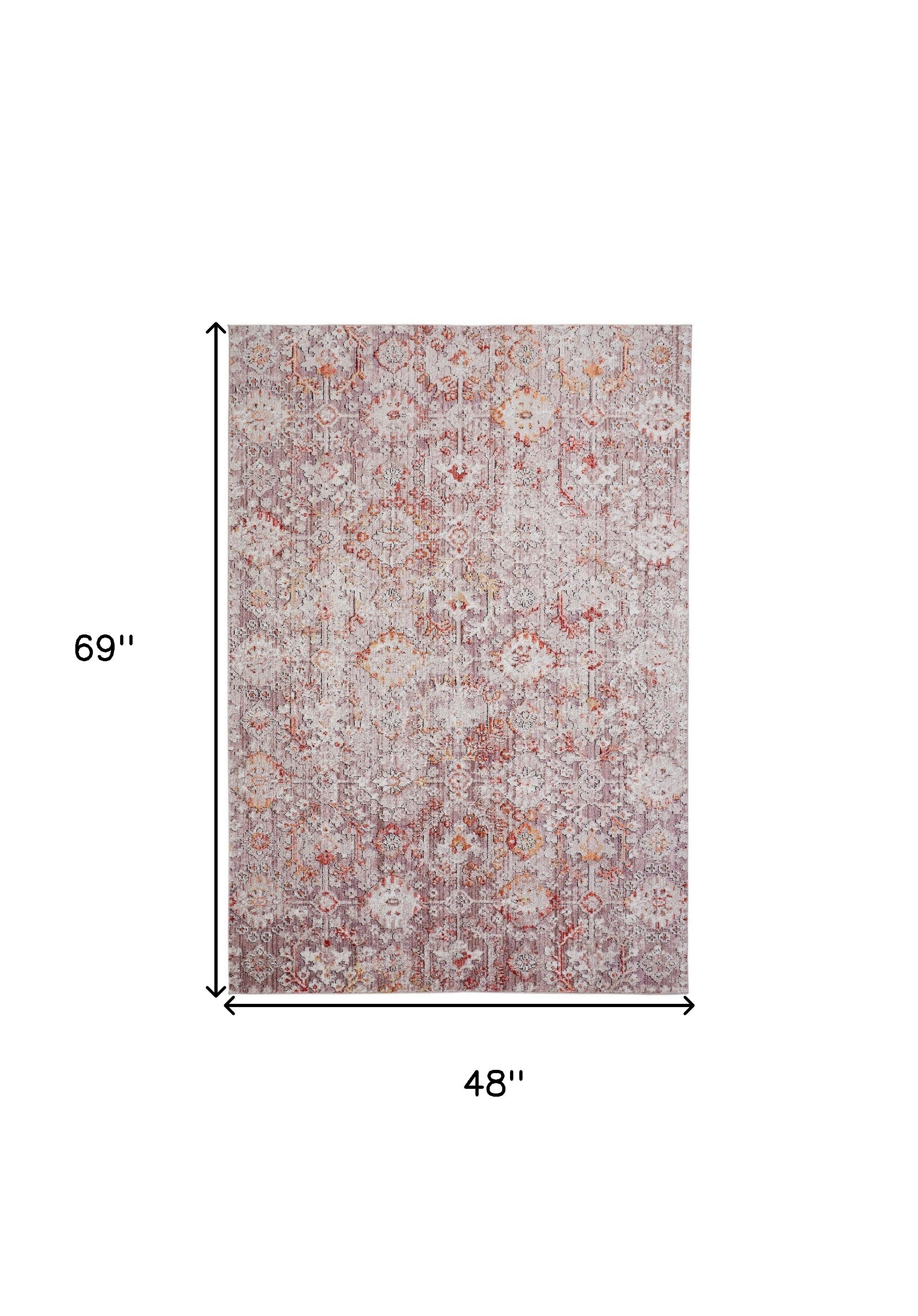 4' X 6' Pink Ivory And Gray Abstract Stain Resistant Area Rug