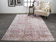 4' X 6' Pink Ivory And Gray Abstract Stain Resistant Area Rug