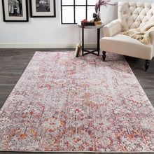 4' X 6' Pink Ivory And Gray Abstract Stain Resistant Area Rug
