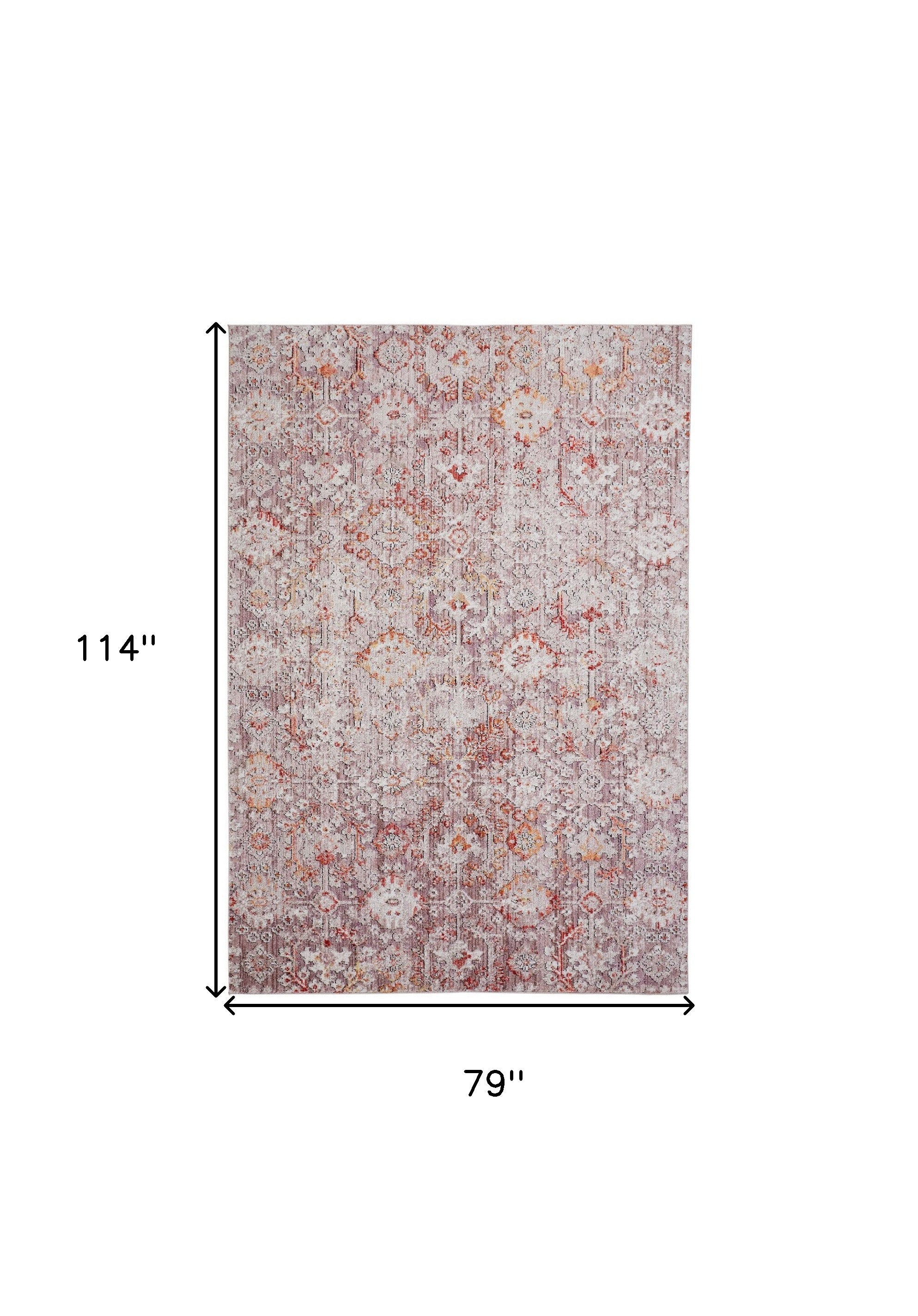 4' X 6' Pink Ivory And Gray Abstract Stain Resistant Area Rug