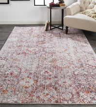 4' X 6' Pink Ivory And Gray Abstract Stain Resistant Area Rug