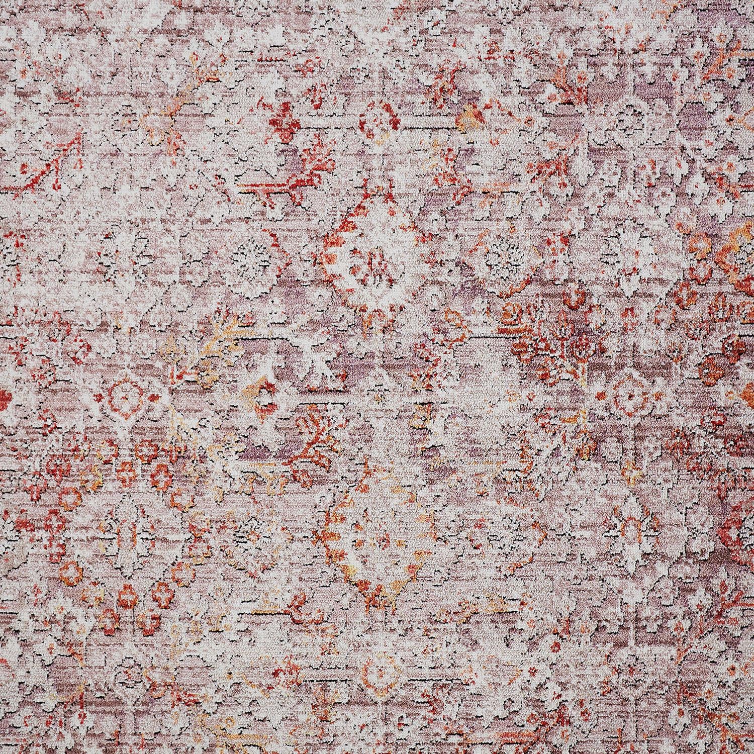 4' X 6' Pink Ivory And Gray Abstract Stain Resistant Area Rug