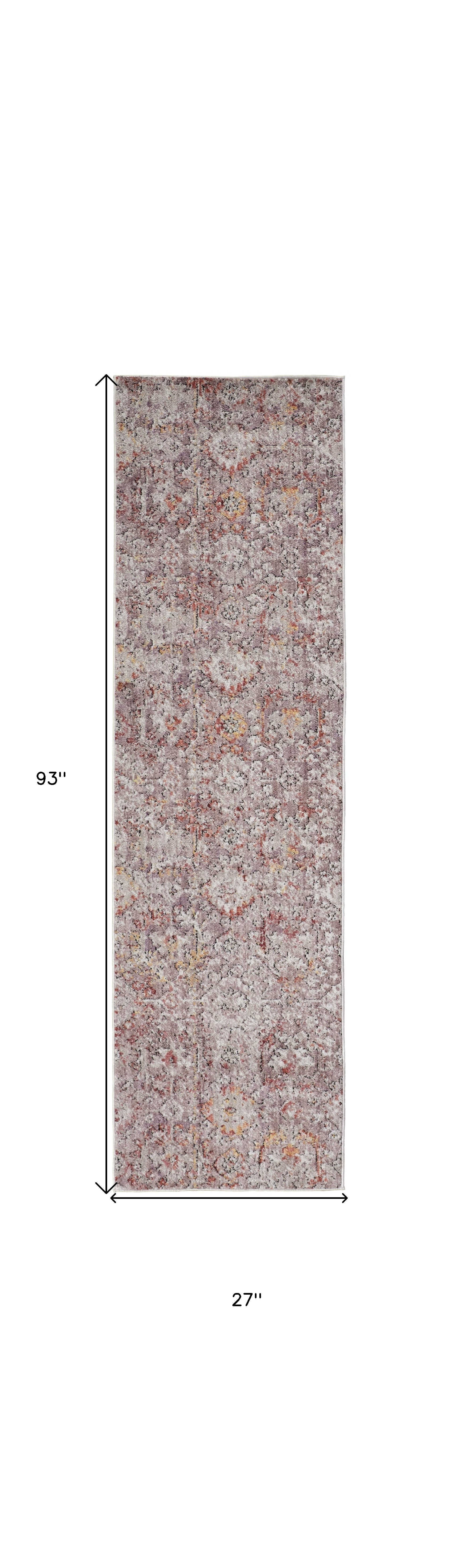 4' X 6' Pink Ivory And Gray Abstract Stain Resistant Area Rug