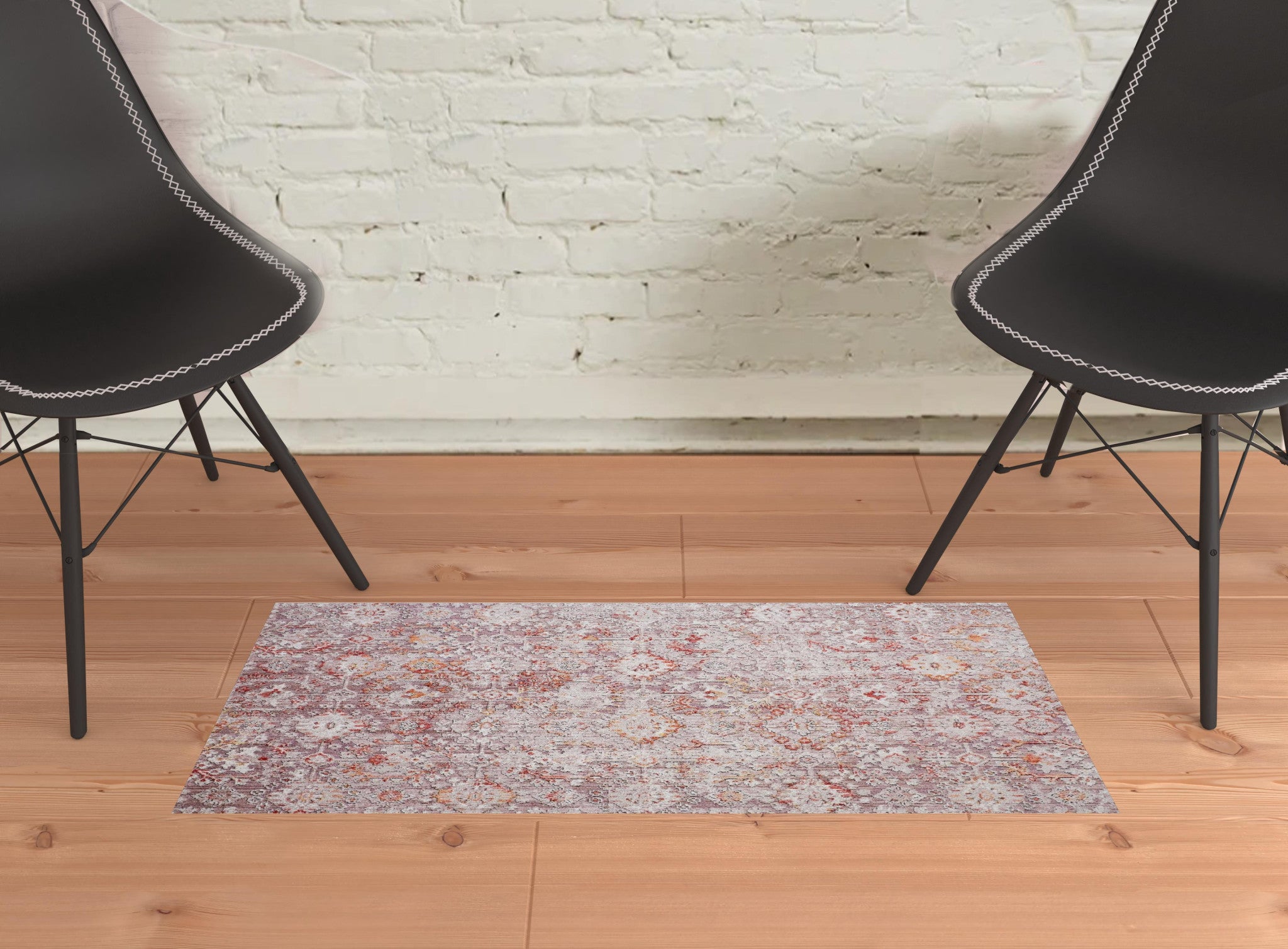 4' X 6' Pink Ivory And Gray Abstract Stain Resistant Area Rug