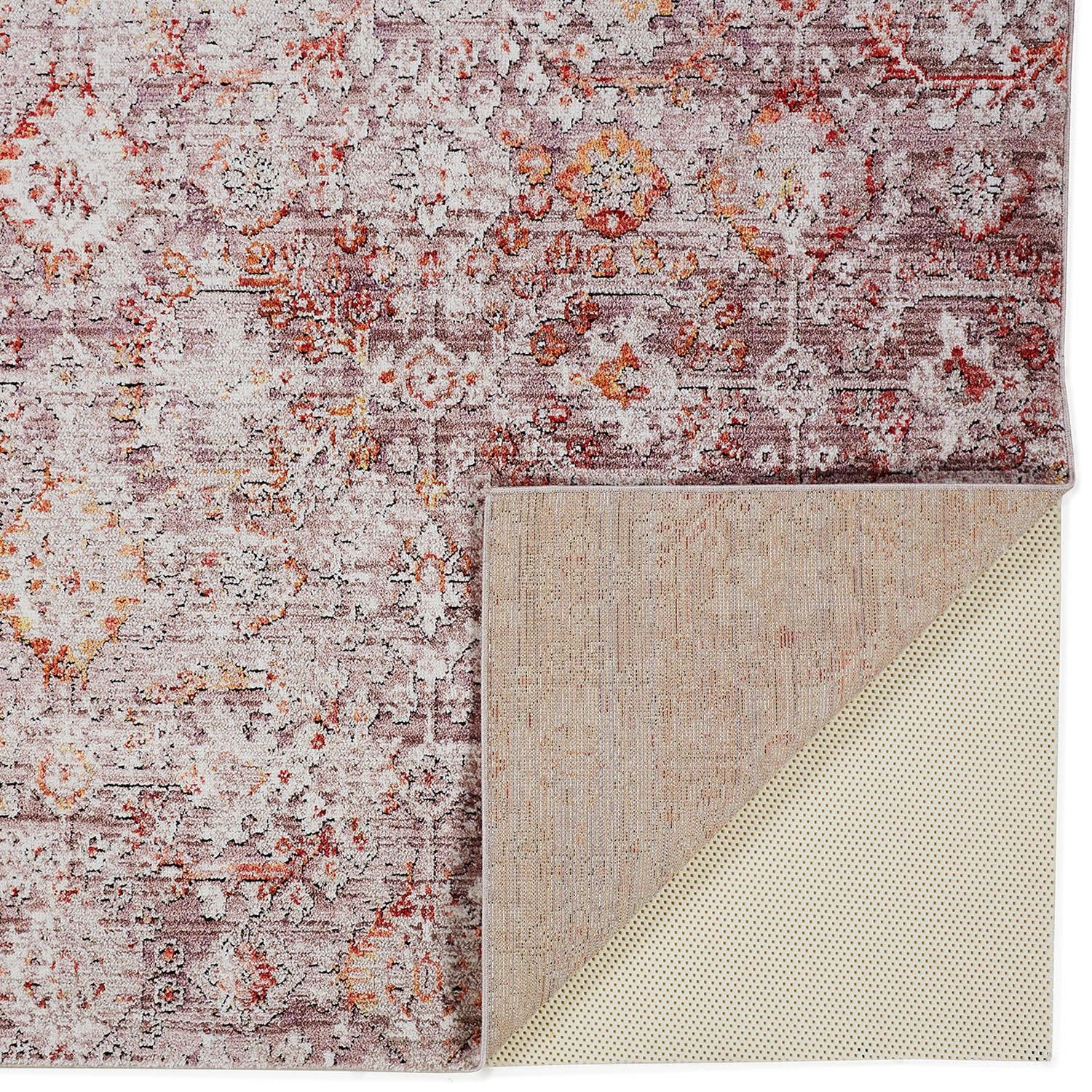 4' X 6' Pink Ivory And Gray Abstract Stain Resistant Area Rug
