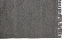 4' X 6' Gray Wool Geometric Hand Woven Area Rug With Fringe