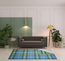 Blue Green And Black Abstract Hand Woven Stain Resistant Area Rug - 4' x 6'