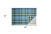 Blue Green And Black Abstract Hand Woven Stain Resistant Area Rug - 4' x 6'