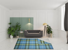 Blue Green And Black Abstract Hand Woven Stain Resistant Area Rug - 4' x 6'