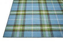 Blue Green And Black Abstract Hand Woven Stain Resistant Area Rug - 4' x 6'
