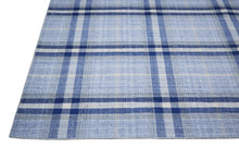 Blue Green And Black Abstract Hand Woven Stain Resistant Area Rug - 4' x 6'