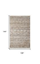 5' X 8' Tan Gray And Ivory Geometric Hand Woven Stain Resistant Area Rug With Fringe