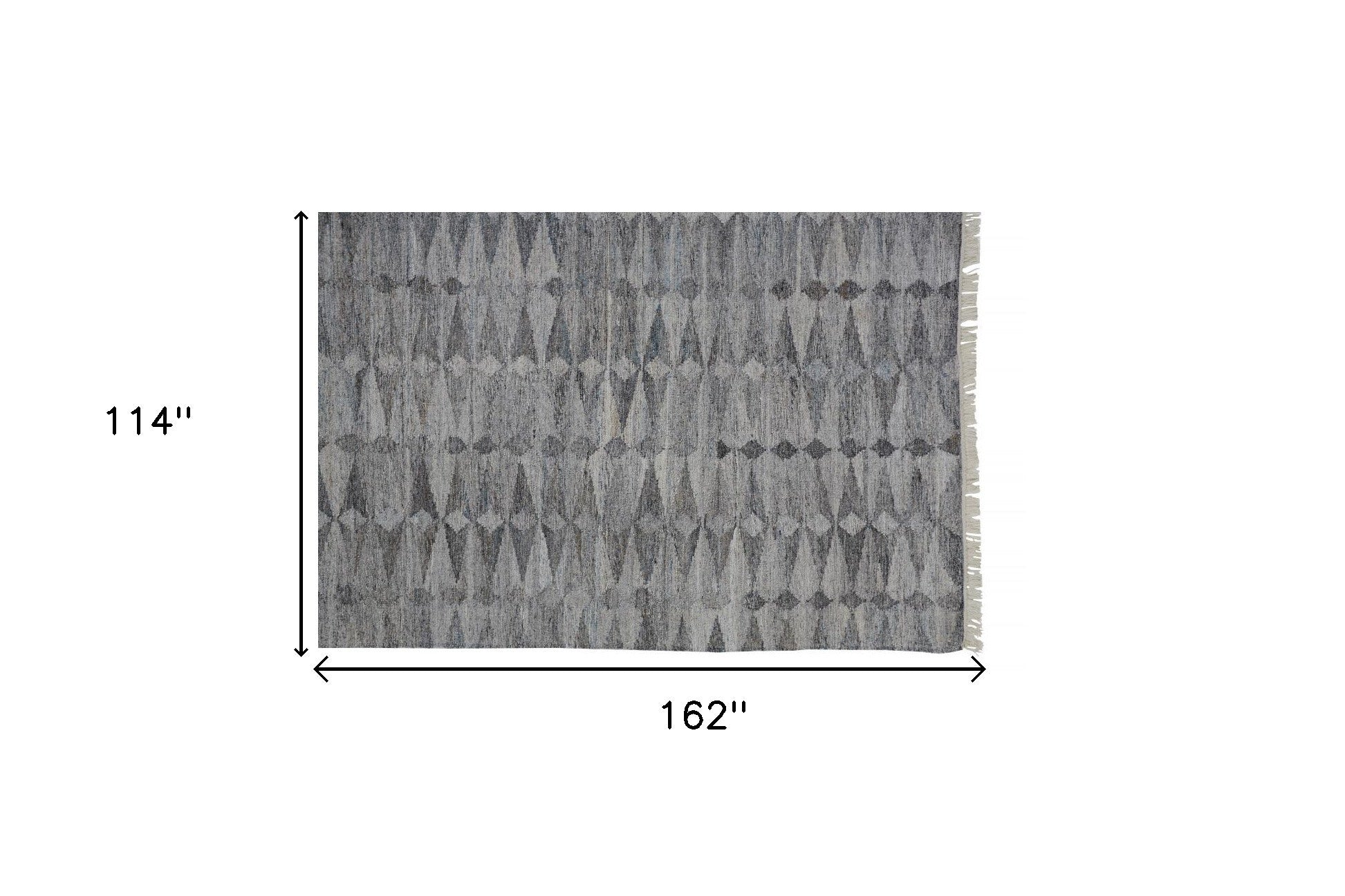 4' X 6' Gray Silver And Ivory Geometric Hand Woven Stain Resistant Area Rug With Fringe