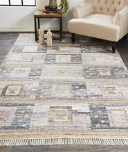 Gray Taupe And Tan Geometric Hand Woven Stain Resistant Area Rug With Fringe - 4' x 6'