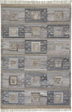 Gray Taupe And Tan Geometric Hand Woven Stain Resistant Area Rug With Fringe - 4' x 6'