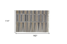 Tan Gray And Taupe Geometric Hand Woven Stain Resistant Area Rug With Fringe - 4' x 6'