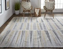 Tan Gray And Taupe Geometric Hand Woven Stain Resistant Area Rug With Fringe - 4' x 6'
