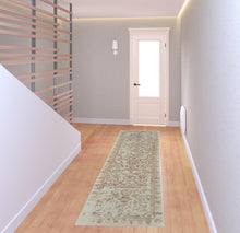 Blue And Silver Wool Floral Tufted Handmade Distressed Area Rug - 5' x 8'