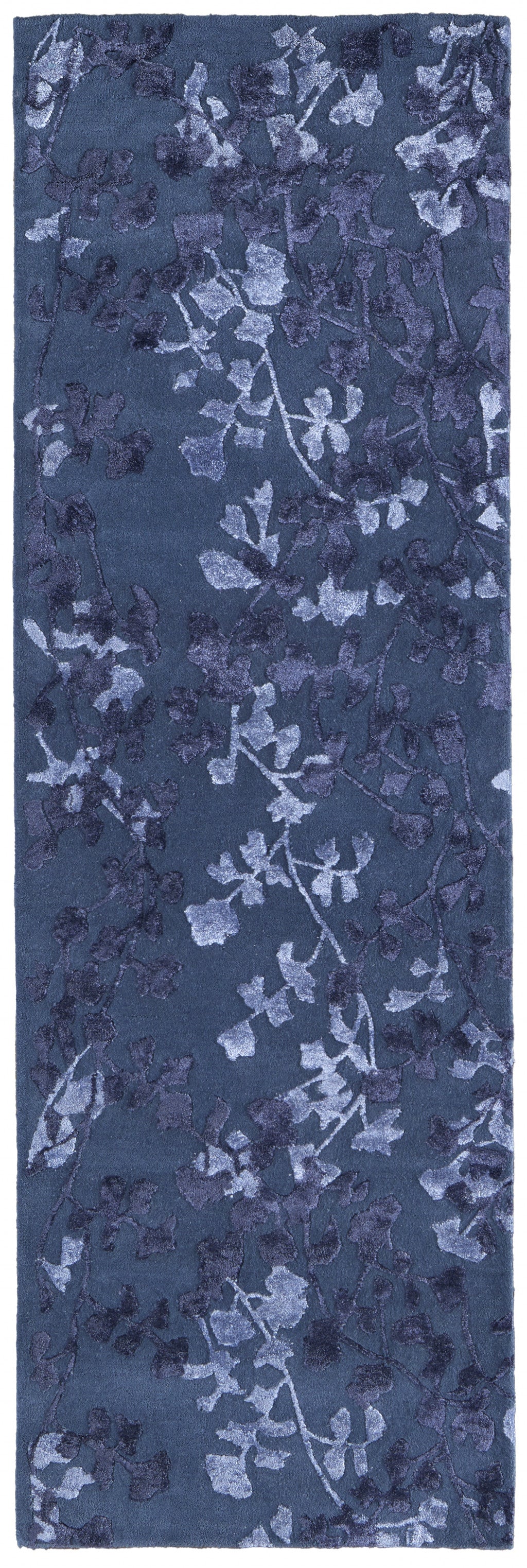 5' X 8' Blue Wool Floral Tufted Handmade Area Rug