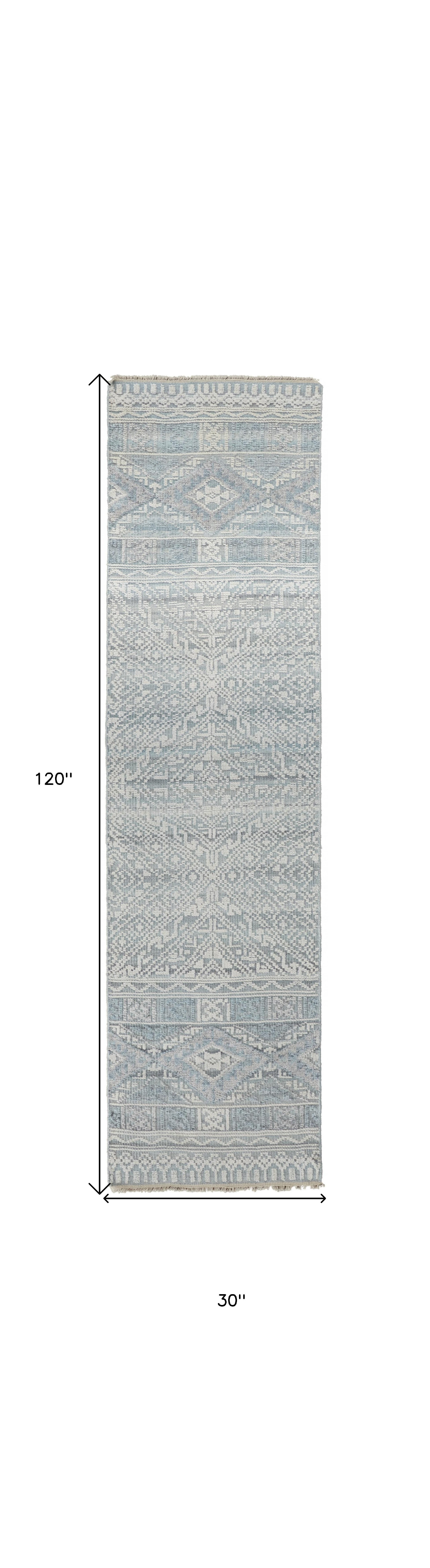 4' X 6' Gray Ivory And Pink Geometric Hand Knotted Area Rug