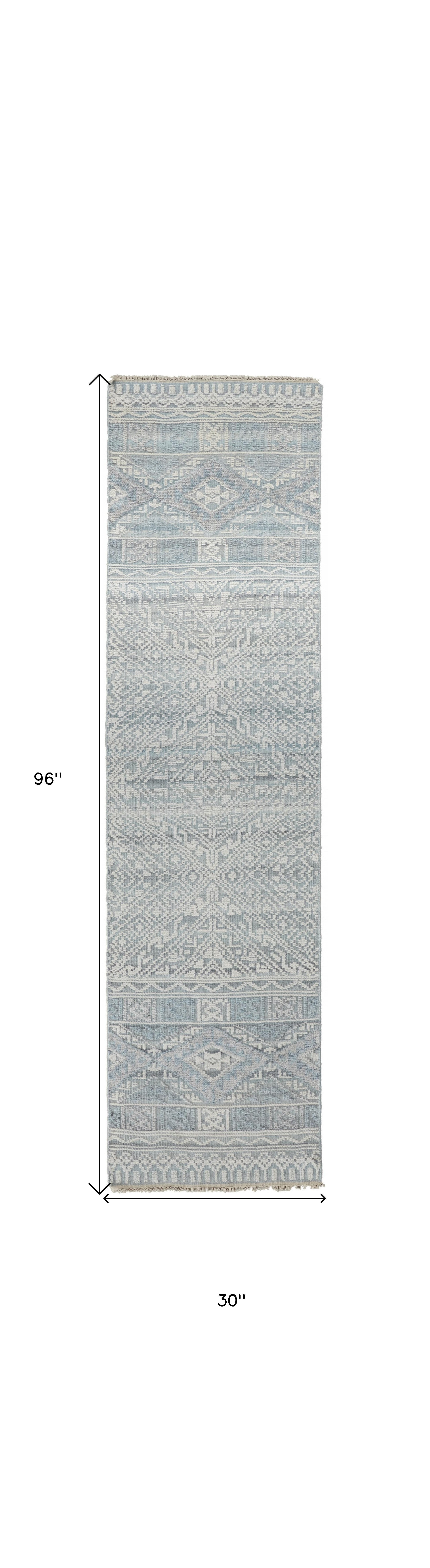 4' X 6' Gray Ivory And Pink Geometric Hand Knotted Area Rug