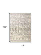 4' X 6' Ivory Tan And Gray Geometric Hand Knotted Area Rug