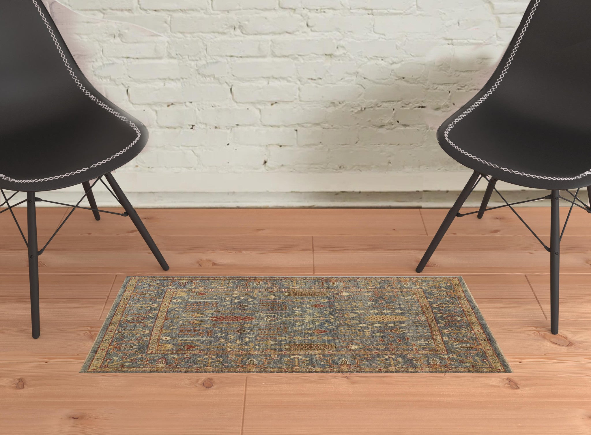 5' X 8' Gray Gold And Red Wool Floral Hand Knotted Stain Resistant Area Rug With Fringe