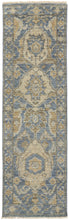 4' X 6' Blue Gold And Tan Wool Floral Hand Knotted Stain Resistant Area Rug With Fringe