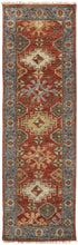4' X 6' Red Blue And Orange Wool Floral Hand Knotted Stain Resistant Area Rug With Fringe