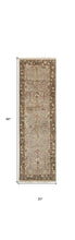 4' X 6' Gray Brown And Gold Wool Floral Hand Knotted Stain Resistant Area Rug With Fringe