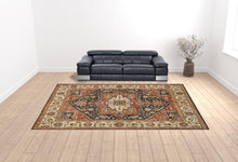 4' X 6' Red Black And Ivory Wool Floral Hand Knotted Stain Resistant Area Rug