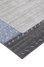 4' X 6' Gray Blue And Black Wool Hand Knotted Stain Resistant Area Rug