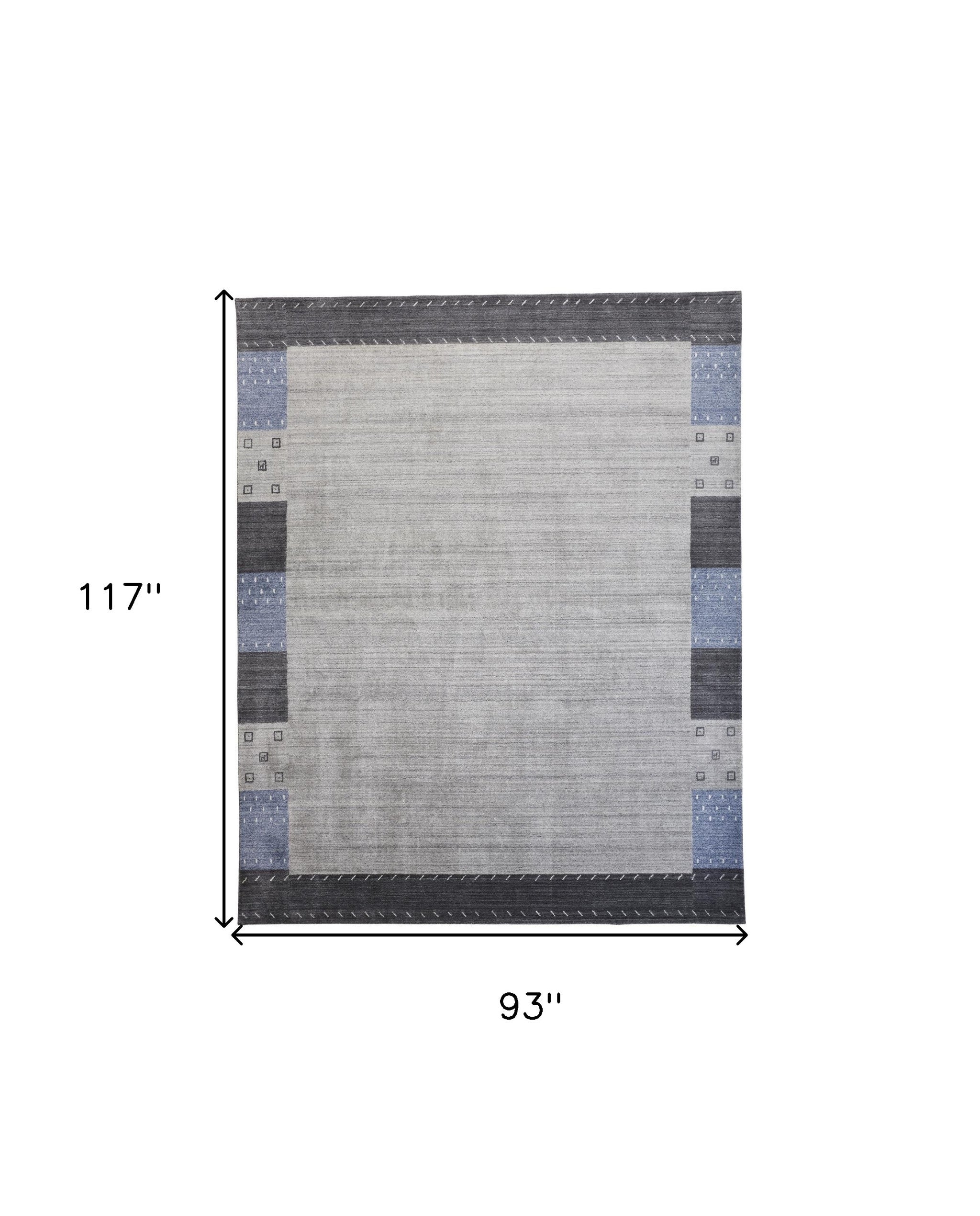 4' X 6' Gray Blue And Black Wool Hand Knotted Stain Resistant Area Rug