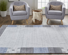 4' X 6' Gray Blue And Black Wool Hand Knotted Stain Resistant Area Rug