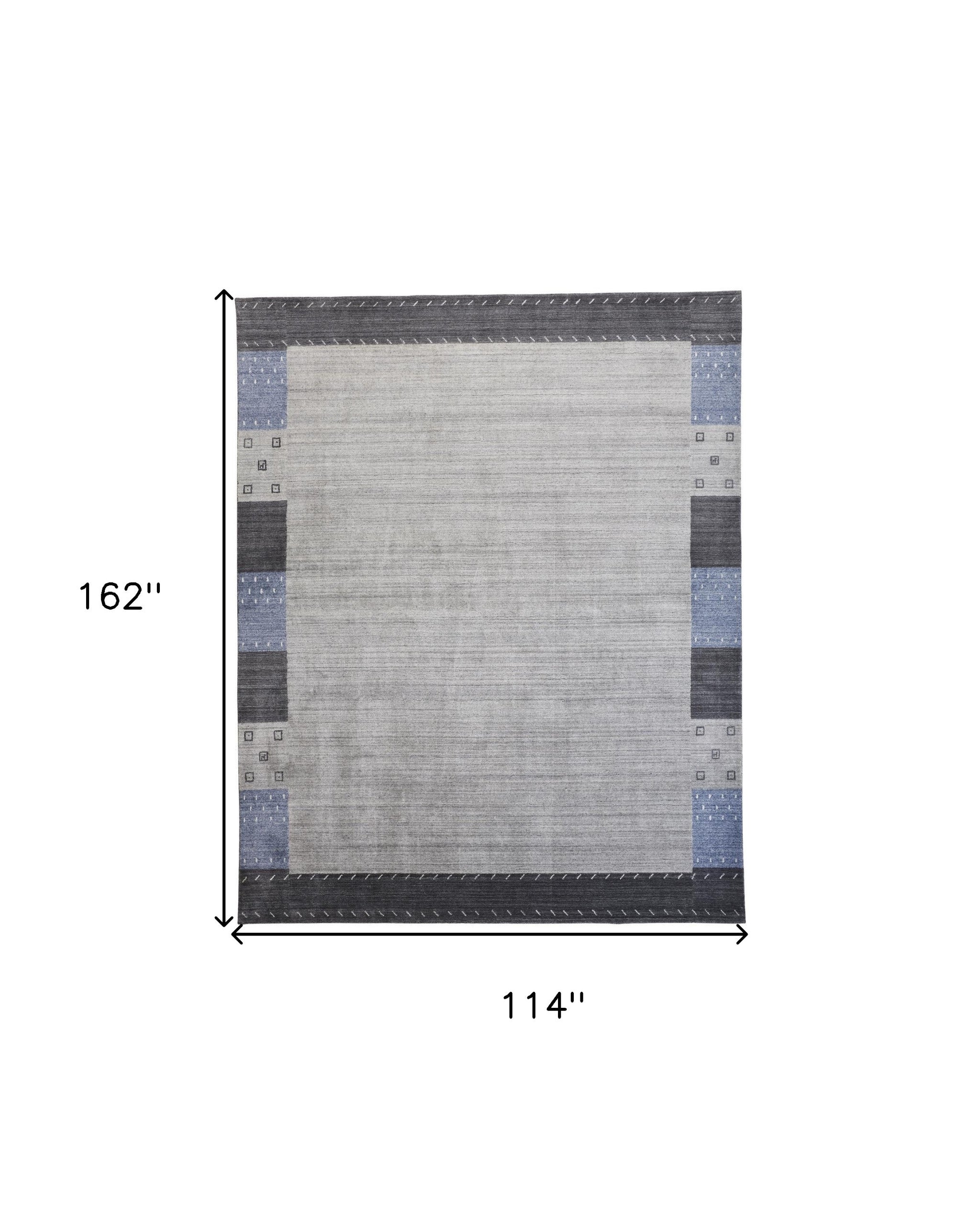 4' X 6' Gray Blue And Black Wool Hand Knotted Stain Resistant Area Rug