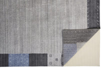 4' X 6' Gray Blue And Black Wool Hand Knotted Stain Resistant Area Rug