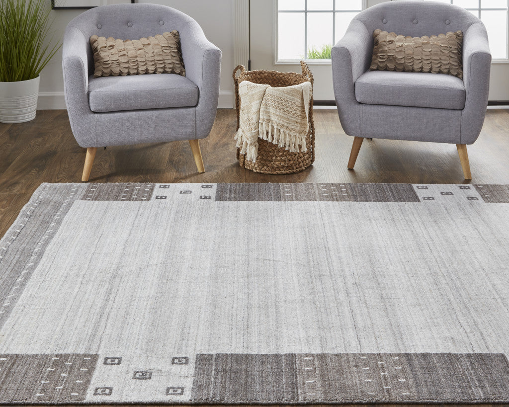 4' X 6' Gray Blue And Black Wool Hand Knotted Stain Resistant Area Rug
