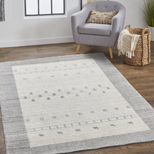 4' X 6' Ivory And Gray Wool Hand Knotted Stain Resistant Area Rug