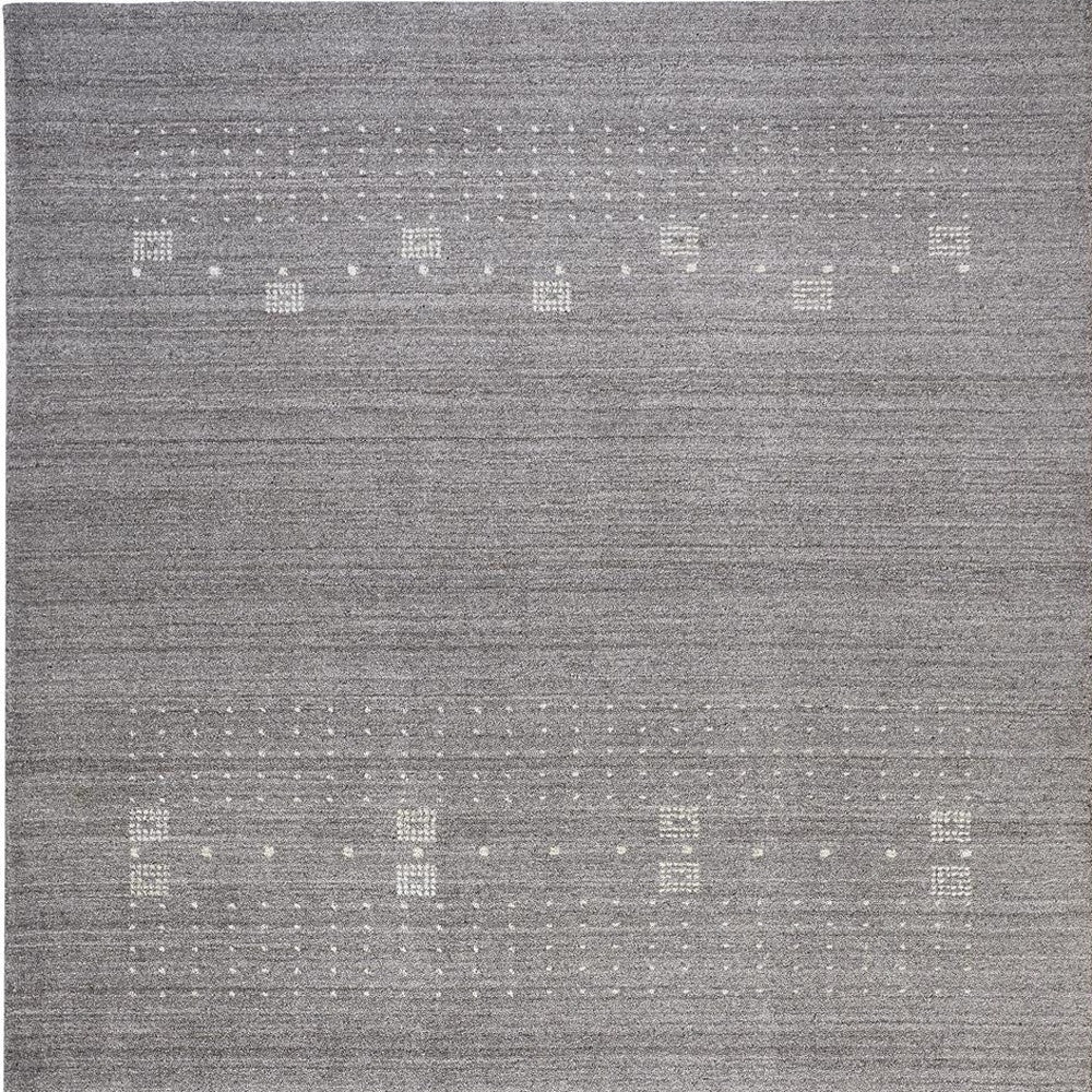 4' X 6' Gray And Ivory Wool Hand Knotted Stain Resistant Area Rug