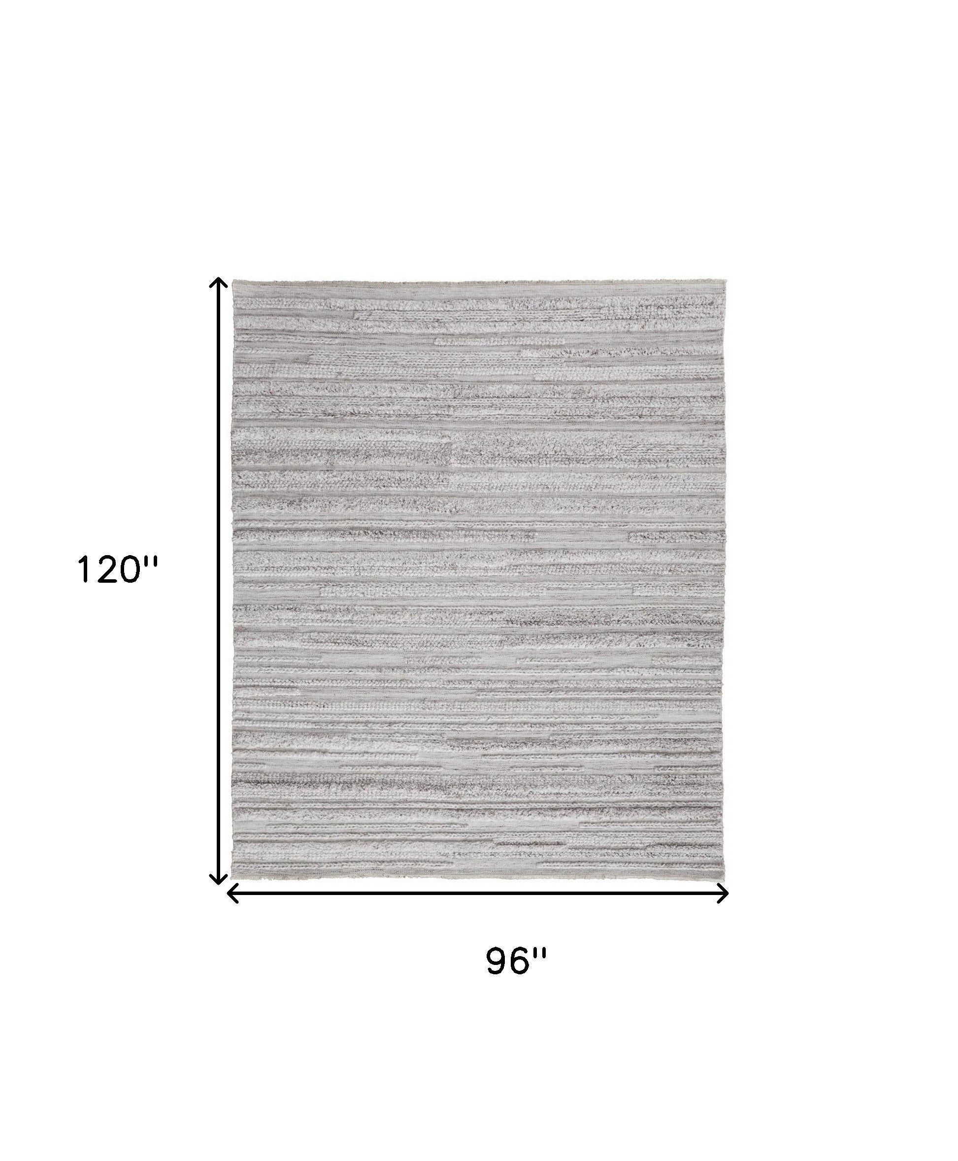 4' X 6' Ivory And Taupe Striped Hand Woven Stain Resistant Area Rug