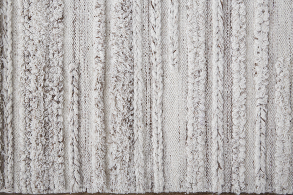 4' X 6' Ivory And Taupe Striped Hand Woven Stain Resistant Area Rug